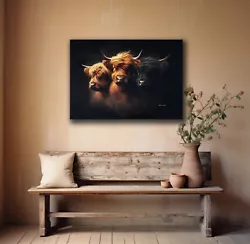 Buy Highland Cow Painting Large A2 Canvas The Campbells FREE DELIVERY • 29.99£