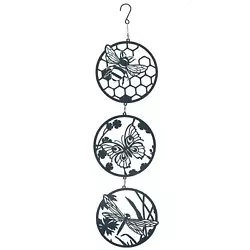 Buy Hanging Black Butterfly, Bee & Dragonfly Silhouette Trio Spinner Garden Decor • 13.20£