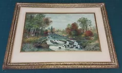 Buy Antique F.D. LIVERMORE Watercolor Acrylic Painting Farm LANDSCAPE River FOLK ART • 118.45£