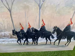 Buy Vintage Oil Painting Not Signed  Picture Hand Painted Soldiers Royal Guard Horse • 29£