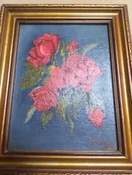 Buy Vintage R Gane Red Roses Framed Painting 20cm X 25cm G-VG  • 39.99£