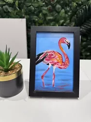 Buy Flamingo Oil Painting- MINI FRAMED Realism Bird Original Artwork Wildlife Decor • 60£