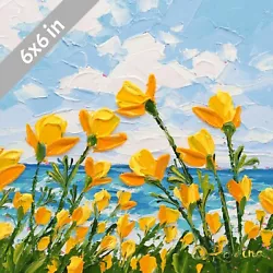 Buy Painting Original California Oil Poppy Art Poppies Painting Impasto Landscape • 40.44£