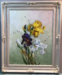 Buy Artist Leigh 1996 Iris Framed Oil Painting • 203.78£