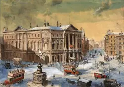 Buy Anthony Flemming (b.1936) Watercolour Painting Snow At Piccadilly Circus London • 100£