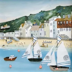 Buy Lucy Young -ahoy- Sailing Boats Coastal Scene, Oil On Canvas Painting, Signed • 750£