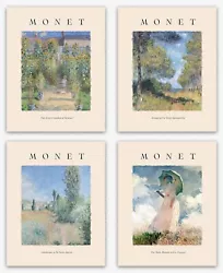 Buy Monet Wall Art Set Of 4 Wild Garden Titled Paintings Beautiful Garden Wall Art • 11.99£