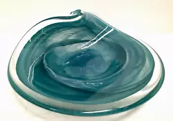 Buy Art Glass Handblown Bowl 'Ocean Wave' Blue Green Decorative 9 1/4  • 16.34£