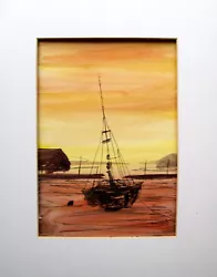 Buy Original Hand Painted  Sunset Boat  Signed Landscape Painting • 12£