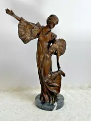 Buy Beautiful Art Deco Nouveau 15  Heavy Bronze Lady Statue With Marble Base • 122.13£