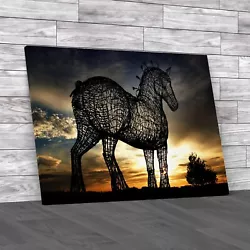 Buy Sunset Horse Sculpture Glasgow Iconic Art Along Original Canvas Print Large • 18.95£