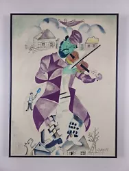 Buy Antique Original Marc Chagall Lithograph Green Violinist 24x18 Framed Litho Art • 1,587.12£