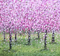 Buy Original Hand Painted  Cherry Blossom Trees  Signed Landscape Painting • 30£