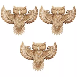 Buy  Set Of 3 Owl Wall Decoration Wooden Birds Sculpture Living Room Statue Rustic • 47.99£