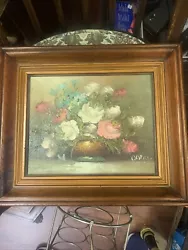 Buy Flowers In Bowl Oil Painting In Wooden Frame • 30£