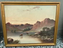 Buy Highland Cow Scene With Cattle Watering By E.Ward • 85£
