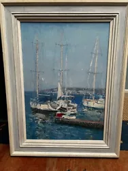 Buy Original Impressionist Sail Boat Oil On Canvas Painting, Signed 90x69cm • 220£