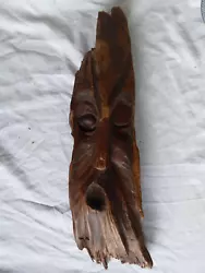 Buy Vintage Hand Carved Tree Spirit Mystical Sculpture Wooden Face 13  Tall Folk Art • 29.99£