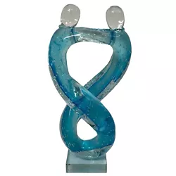Buy GCA Lovers Embrace Art Glass Bubbles Sculpture Statue Aqua Clear Blue READ • 32.67£