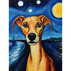 Buy Van Goghs Dog Artwork Night Scene Full Moon Painting Huge Wall Art Print 18X24  • 15.99£