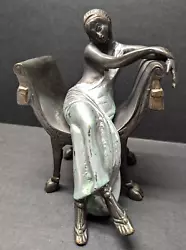 Buy Art Deco Bronze Sculpture Of Lady Sitting On A Bench 7 H X 6 W X 6 D • 57.17£