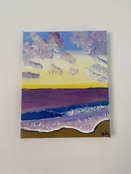 Buy Purple Waters - Acrylic Sunset Painting On A 8in By 10 In Stretched Canvas • 10£