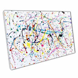 Buy Abstract Multicolour Rainbow Paint Splatter Splashes And Drips Art Print Canvas • 10.78£