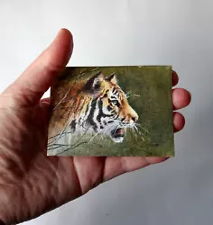Buy Original, Not A Print, ACEO Watercolour Miniature, Signed. Tiger. Collectable • 12£