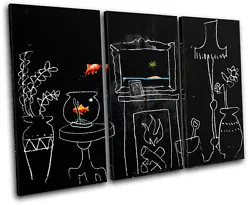 Buy Goldfish Banksy Painting TREBLE CANVAS WALL ART Picture Print VA • 34.99£