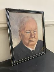 Buy Sir Winston Churchill Oil On Board Keedy 1965 Portrait Painting • 95£