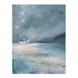 Buy Classic Scottish Cottage On Coast Oil Painting Wall Art Poster Print • 18.99£