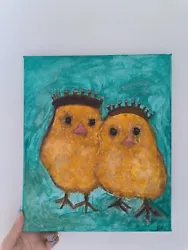 Buy Art Original Signed Oil Painting Birds Animal Cute Portrait Wall Art Home Deco • 20£