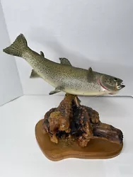 Buy Brown Trout Sculpture Artist Marc Demott Hand Crafted Wood Carving Fly Fishing • 176.50£
