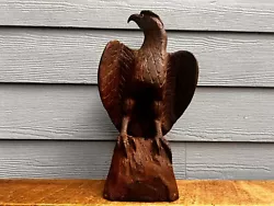 Buy Black Forest Wooden Hand Carved Eagle-Falcon-Hawk-Bird Of Prey Sculpture German • 185.45£