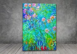 Buy Claude Monet Agapanthus Flowers CANVAS PAINTING ART PRINT WALL 1668X • 48.82£