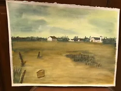 Buy Wonderful 11 X 15  Watercolor Painting Local Artists Estate Barn House Field • 20.39£
