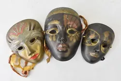 Buy Bronze Decorative Sculpture Face Masks Tribal Oriental Wall Art X3 • 14.99£