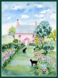 Buy ORIGINAL WATERCOLOUR PAINTING:  Cats From The Country Cottage • 12£