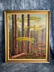 Buy Mid Century Vintage Oil On Canvas Of Forest Tree Scene Signed By DON MCMILLAN • 42£