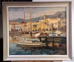 Buy C.M.Behrend Large Vintage Oil Painting On Canvas  Sunset In Kyrenia  Framed • 150£