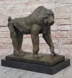 Buy Baboon Sculpture Statue Figure Bronze Metal Signed Art On Marble Base By William • 228.40£