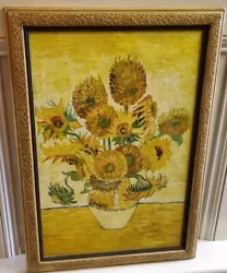 Buy Framed Van Gogh Sunflowers Repro Hand Painted Oil Painting Signed 88cm X 62cm • 199£