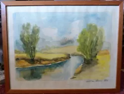 Buy Large Vintage  Abstract  Watercolour Continental Watercolour Signed Framed 1986 • 20£