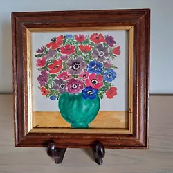 Buy Vintage Small Flower Painting/picture - Signed And Framed 14.5 Cm X 14.5 Cm • 19.99£