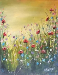 Buy  Wildflower Sunset  10 X8  Oil On Canvas Original Painting Hayley Huckson  • 35£