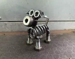 Buy Scrap Metal Art, Dog Canine Figurine Welded From Spring Nuts And Bolts Handmade • 14.95£