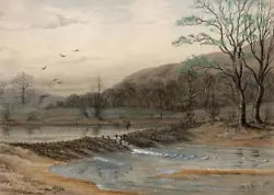 Buy River Mole North Devon - Antique Watercolour Painting - 1861 - 19th Century • 90£