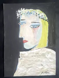 Buy PICASSO Pablo Blond Woman Crown Art Original Painting Modern Red Lips Signed R1 • 185£