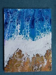 Buy Original Acrylic Paint Pour Ocean Beach Painting • 15£