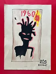 Buy Jean-Michel Basquiat Painting On Paper (Handmade) Signed And Stamped Mixed Media • 121.72£